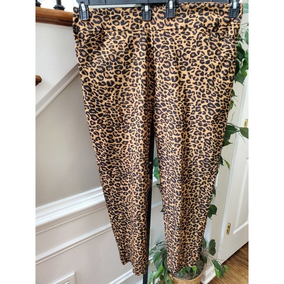 Terra & Sky Womens Brown Leopard Print Skinny Leg High Rise Casual Pants Size 1X - Picture 1 of 10